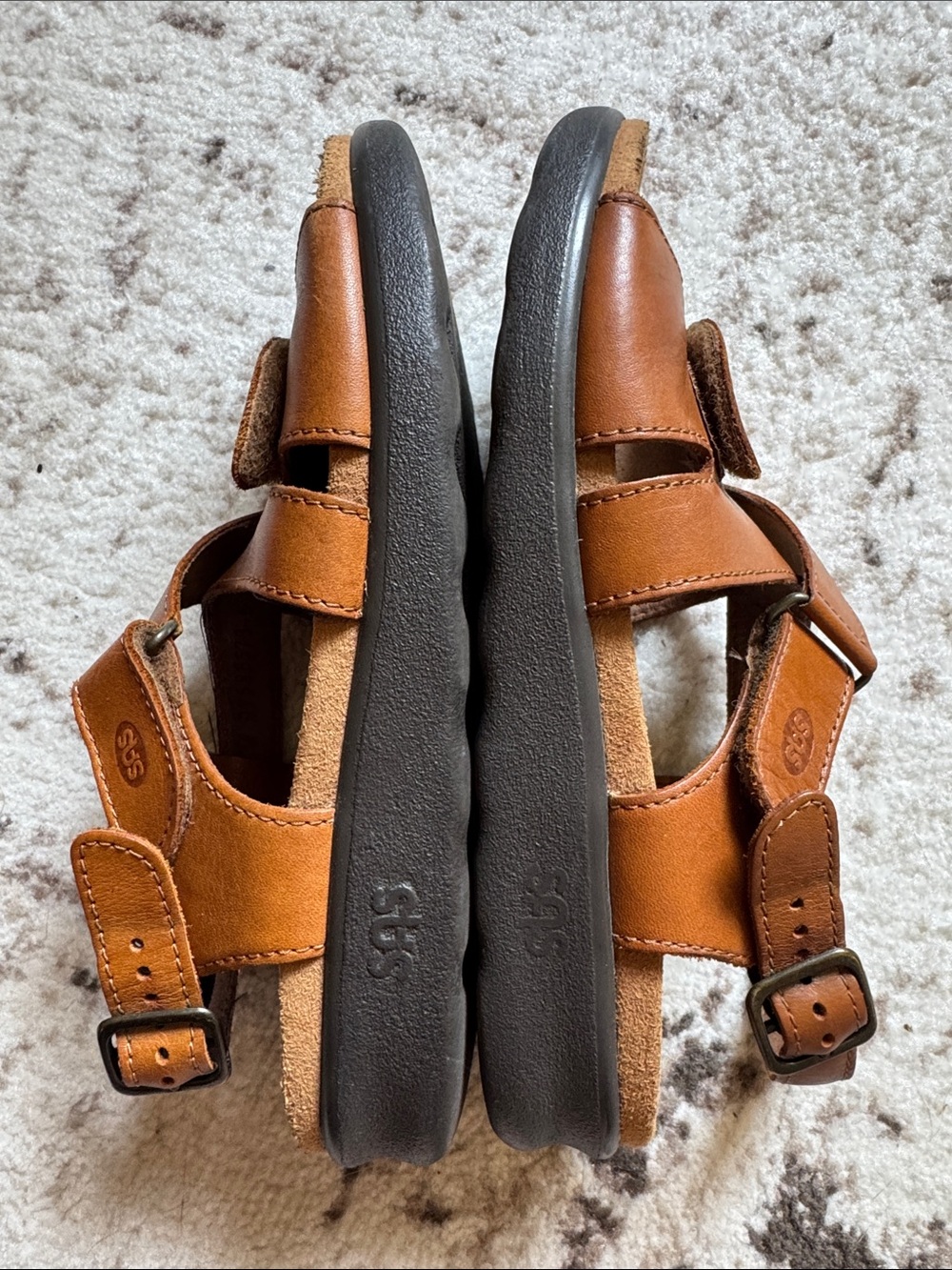 SAS Tripad Comfort Leather Tan Open Sandals 7 W Carmel Brown Color - Picture 7 of 7